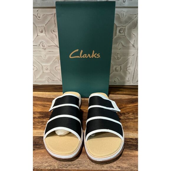 Clarks Halley Black Womens Slide On Sandals Size 8M - Picture 1 of 5